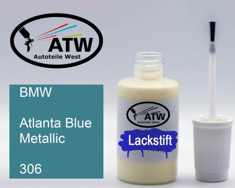 BMW, Atlanta Blue Metallic, 306: 20ml Lackstift, von ATW Autoteile West.